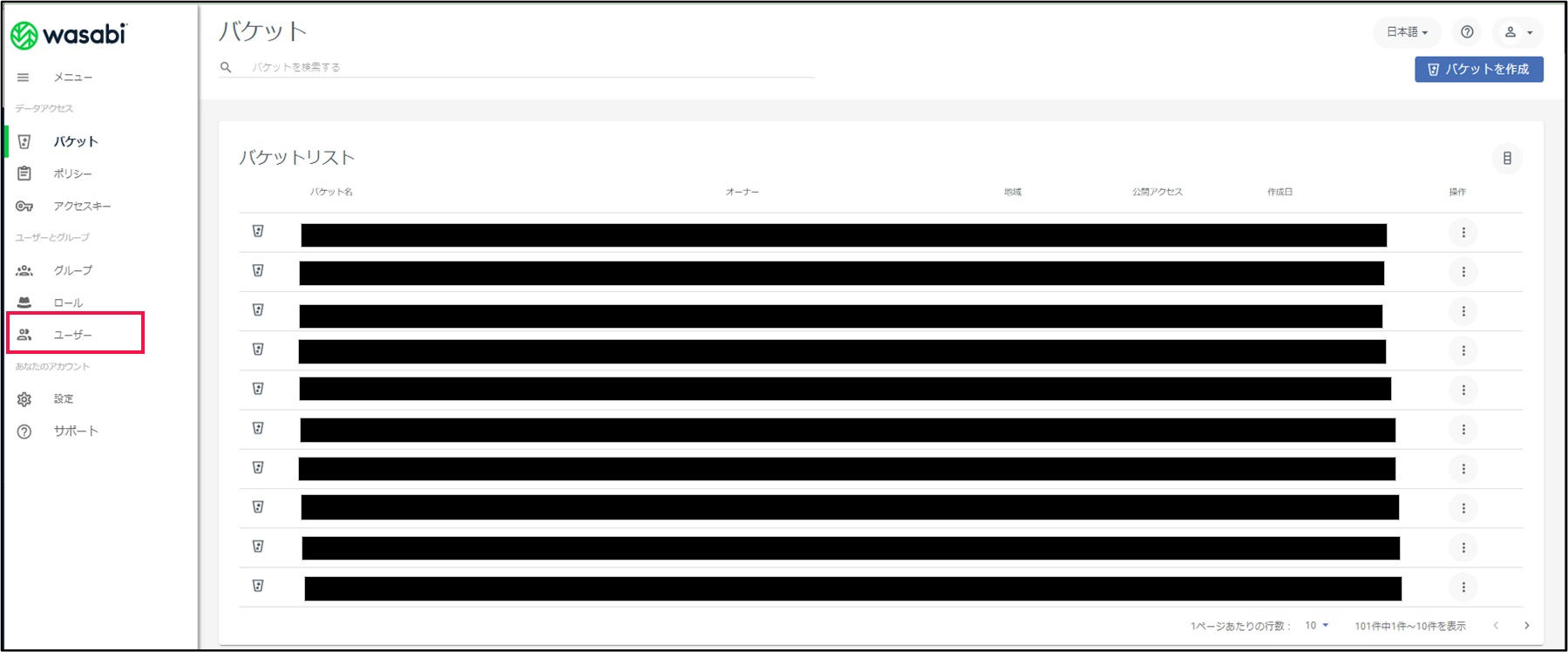 Wasabi設定 - Node-AI用ユーザーの新規作成