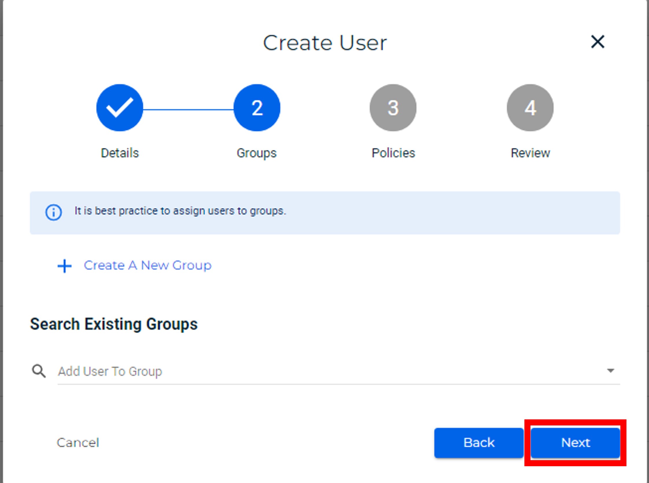 Wasabi設定 - グループ作成