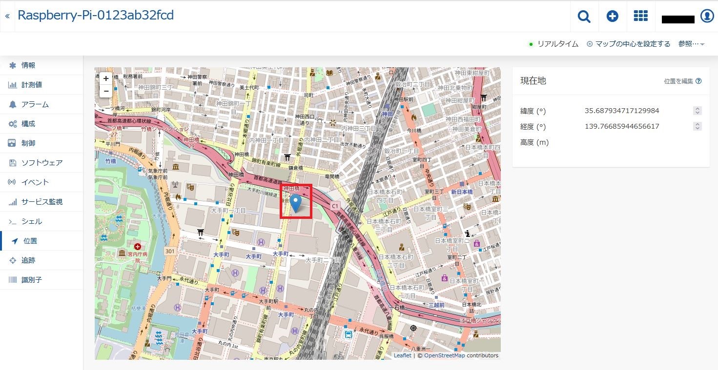 温湿度データ確認 - 地図上へ位置情報をプロット