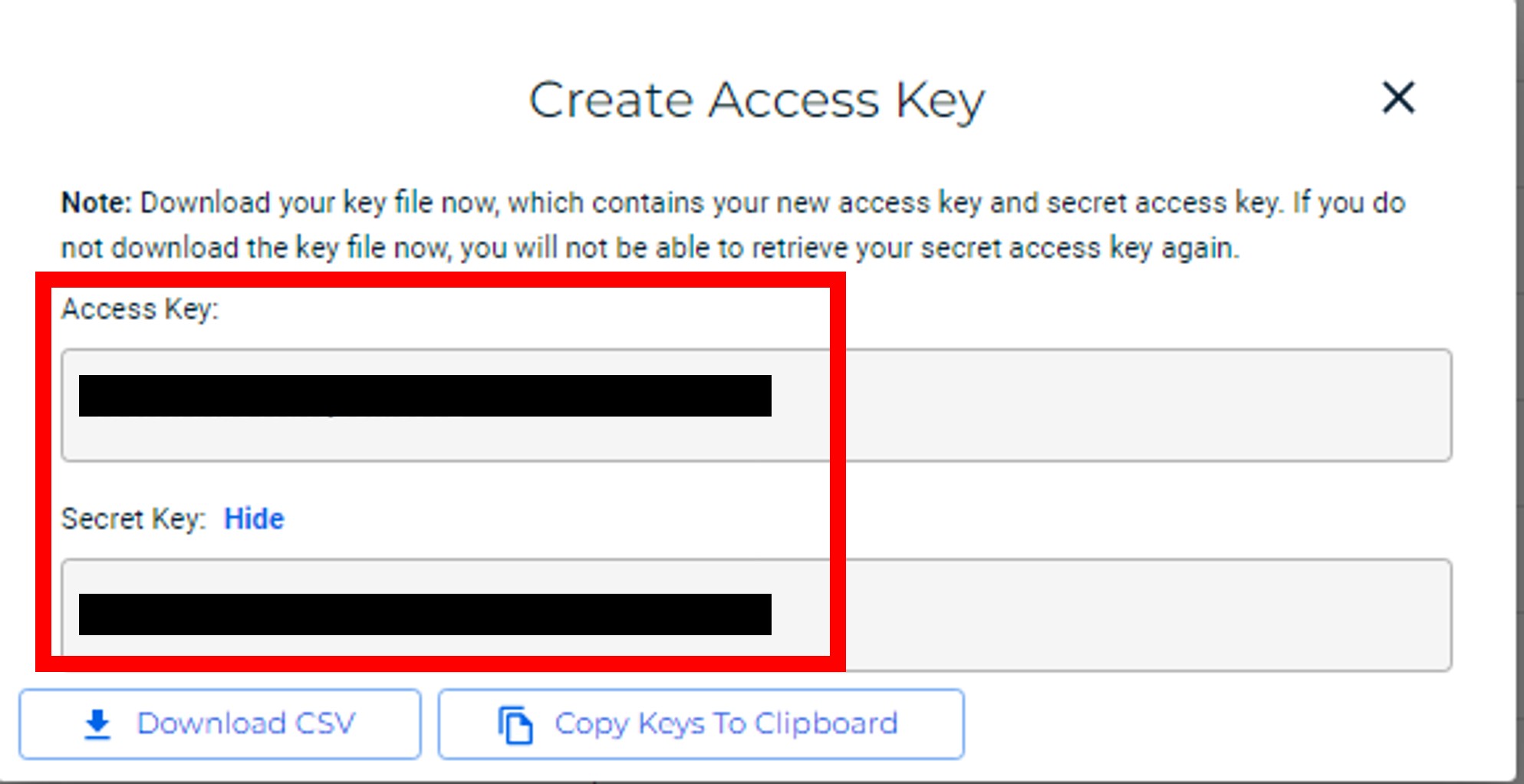 Wasabi設定 - アクセスキー発行