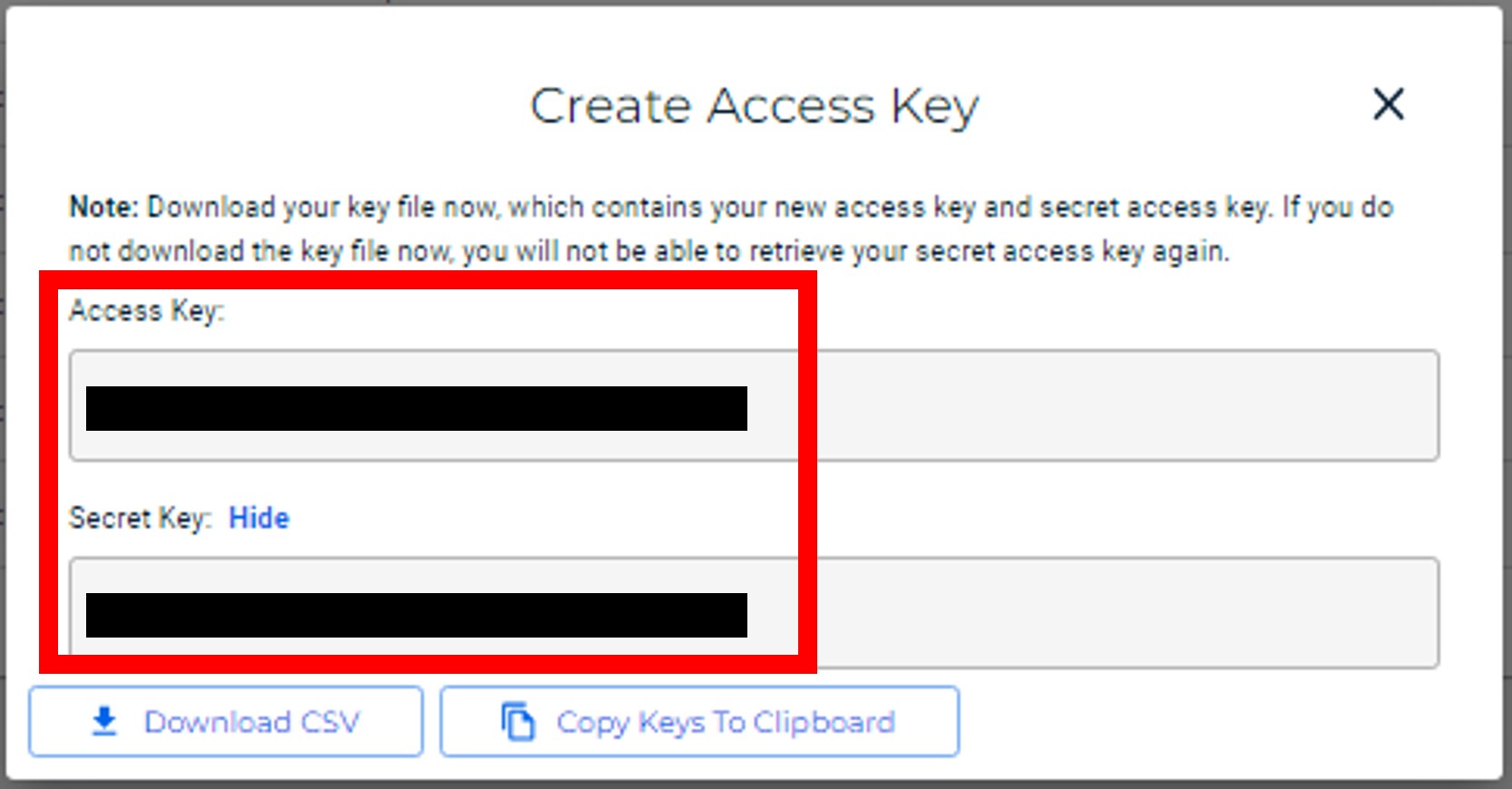 Wasabi設定 - アクセスキー発行