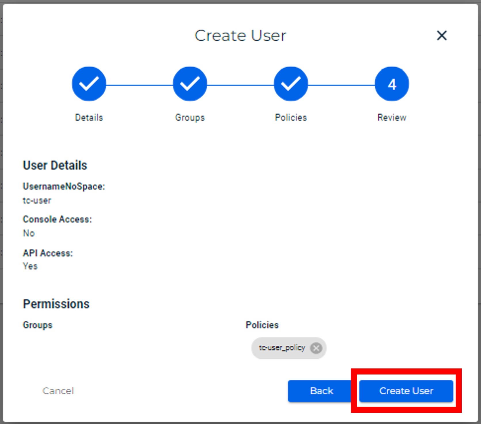 Wasabi設定 - ユーザーを作成