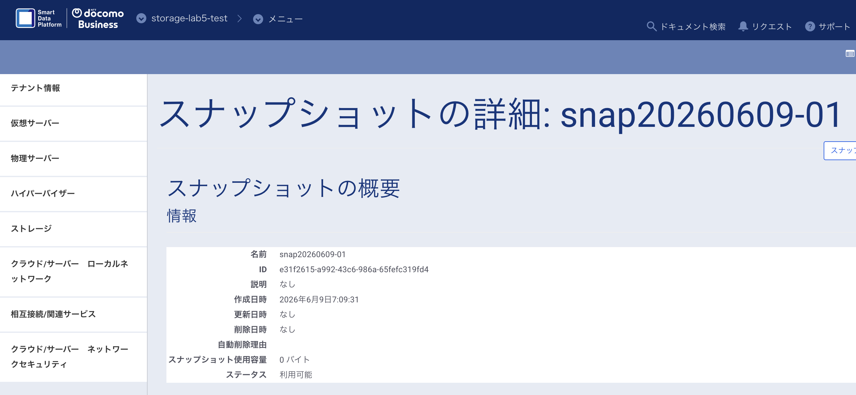 スナップショットの詳細