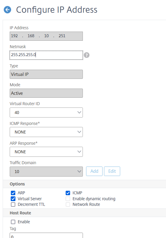 NetScaler VPX GUI